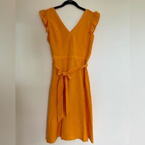 LOFT Linen Midi Dress w Keyhole Back